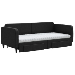 Divano Letto Estraibile con Cassetti Nero 90x200 cm in Tessuto