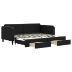 Divano Letto Estraibile con Cassetti Nero 90x200 cm in Tessuto