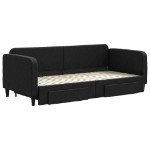 Divano Letto Estraibile con Cassetti Nero 90x200 cm in Tessuto