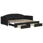 Divano Letto Estraibile con Cassetti Nero 90x200 cm in Tessuto