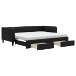 Divano Letto Estraibile con Cassetti Nero 90x200 cm in Tessuto