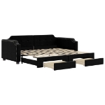 Divano Letto Estraibile con Cassetti Nero 90x200 cm in Tessuto