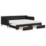 Divano Letto Estraibile con Cassetti Nero 90x200 cm in Tessuto