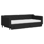 Divano Letto Estraibile con Cassetti Nero 90x200 cm in Tessuto