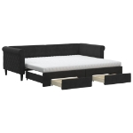 Divano Letto Estraibile con Cassetti Nero 90x200 cm in Velluto