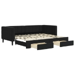 Divano Letto Estraibile con Cassetti Nero 90x200 cm in Velluto