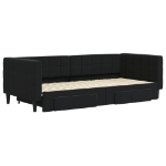 Divano Letto Estraibile con Cassetti Nero 90x200 cm in Velluto