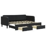 Divano Letto Estraibile con Cassetti Nero 90x200 cm in Velluto