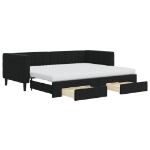 Divano Letto Estraibile con Cassetti Nero 90x200 cm in Velluto