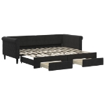 Divano Letto Estraibile con Cassetti Nero 90x200 cm in Velluto