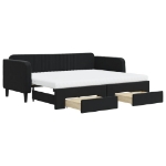 Divano Letto Estraibile con Cassetti Nero 90x200 cm in Velluto