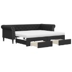 Divano Letto Estraibile con Cassetti Nero 90x200 cm Similpelle