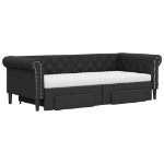 Divano Letto Estraibile con Cassetti Nero 90x200 cm Similpelle