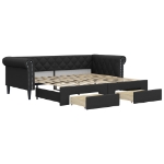 Divano Letto Estraibile con Cassetti Nero 90x200 cm Similpelle