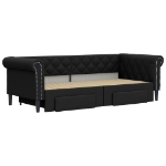 Divano Letto Estraibile con Cassetti Nero 90x200 cm Similpelle