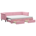 Divano Letto Estraibile con Cassetti Rosa 80x200 cm Velluto