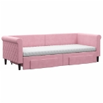 Divano Letto Estraibile con Cassetti Rosa 80x200 cm Velluto