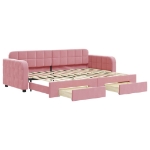 Divano Letto Estraibile con Cassetti Rosa 80x200 cm Velluto