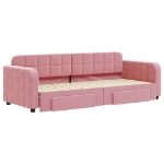 Divano Letto Estraibile con Cassetti Rosa 80x200 cm Velluto