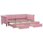 Divano Letto Estraibile con Cassetti Rosa 80x200 cm Velluto