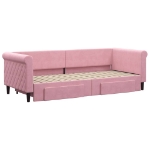 Divano Letto Estraibile con Cassetti Rosa 80x200 cm Velluto