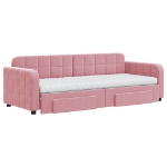 Divano Letto Estraibile con Cassetti Rosa 80x200 cm Velluto