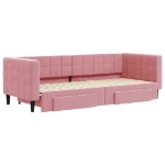 Divano Letto Estraibile con Cassetti Rosa 80x200 cm Velluto