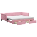 Divano Letto Estraibile con Cassetti Rosa 90x200 cm Velluto