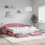 Divano Letto Estraibile con Cassetti Rosa 90x200 cm Velluto