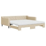 Divano Letto Estraibile con Materassi Crema 100x200 cm Tessuto