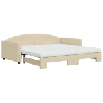 Divano Letto Estraibile con Materassi Crema 100x200 cm Tessuto