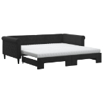 Divano Letto Estraibile con Materassi Nero 100x200 cm Velluto