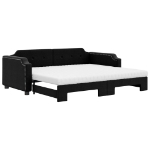 Divano Letto Estraibile con Materassi Nero 80x200 cm Tessuto