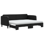 Divano Letto Estraibile con Materassi Nero 80x200 cm Tessuto