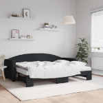 Divano Letto Estraibile con Materassi Nero 80x200 cm Tessuto