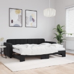 Divano Letto Estraibile con Materassi Nero 80x200 cm Velluto