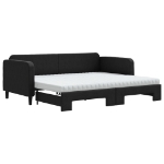 Divano Letto Estraibile con Materassi Nero 90x200 cm in Tessuto