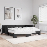 Divano Letto Estraibile con Materassi Nero 90x200 cm in Tessuto