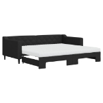 Divano Letto Estraibile con Materassi Nero 90x200 cm in Tessuto