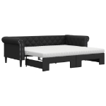 Divano Letto Estraibile con Materassi Nero 90x200 cm Similpelle