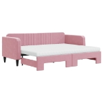 Divano Letto Estraibile con Materassi Rosa 80x200 cm Velluto