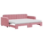 Divano Letto Estraibile con Materassi Rosa 80x200 cm Velluto