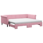 Divano Letto Estraibile con Materassi Rosa 90x200 cm Velluto