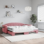 Divano Letto Estraibile con Materassi Rosa 90x200 cm Velluto