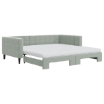 Divano Letto Estraibile Materassi Grigio Chiaro 100x200 Velluto