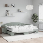 Divano Letto Estraibile Materassi Grigio Chiaro 80x200 Velluto