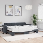 Divano Letto Estraibile Materassi Grigio Scuro 80x200cm Velluto