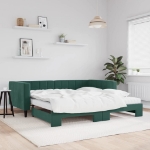 Divano Letto Estraibile Materassi Verde Scuro 100x200 Velluto