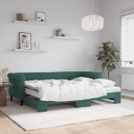 Divano Letto Estraibile Materassi Verde Scuro 80x200 Velluto