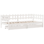 Dormeuse con Cassetti Bianco 90x190 cm Legno Massello di Pino